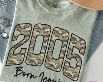 Retro 21st Birthday Shirt, Limited Edition 2005 T-Shirt, Camouflage Birthday Shirt, Vintage 2005 Tee, Comfort Colors