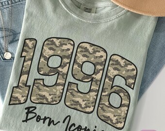 Retro 30th Birthday Shirt, Limited Edition 1996 T-Shirt, Camouflage Birthday Shirt, Vintage 1996 Tee, Comfort Colors