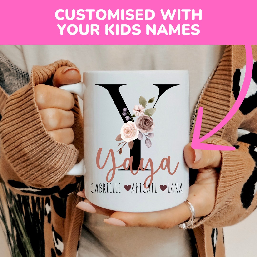 Yaya Mug With Grandkids Names Custom Mug for Yaya Flower Etsy