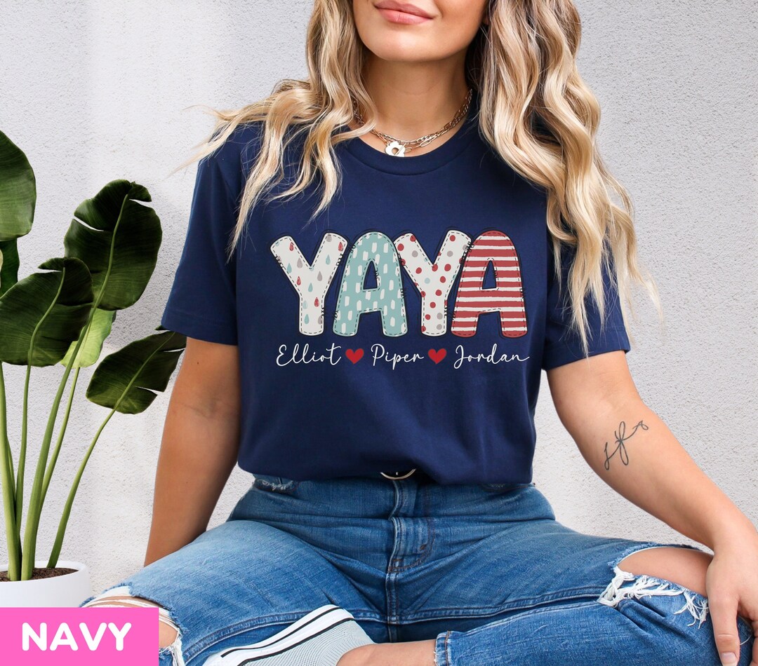 Personalised Yaya Shirt With Kids Names, Custom Pregnancy Announcement