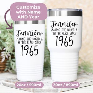 60th Birthday Gift With Name + Birth Year, Personalized 60th Gifts For Her Customizable 20oz 30oz Coffee Tumbler With Lid, Gift Friend
