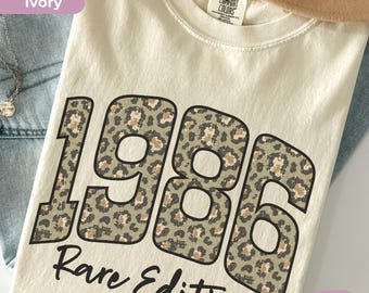 Retro 40th Birthday Shirt, Limited Edition 1986 T-Shirt, Cheetah Print Birthday Shirt, Vintage 1986 Tee, Comfort Colors