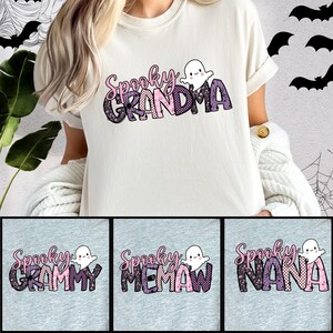 Spooky Grandma Halloween Shirt, Nana Cute Ghost TShirt, Spooky Mimi Shirt, Grammy Pastel Pink Halloween Outfit, Halloween Shirt For Memaw