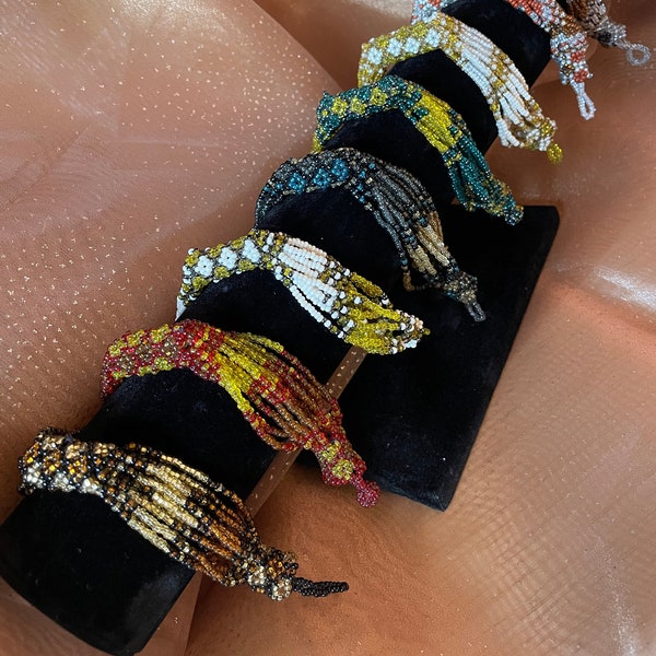 Ecuador Styled Hand-Beaded Bracelets: Handmade Beaded Bracelets, Turquoise, Gold, Black, Silver, Yellow beaded bracelets