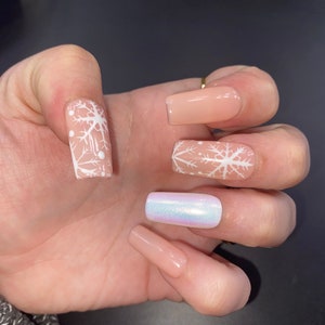 Snowflake Winter Christmas Press On Nails
