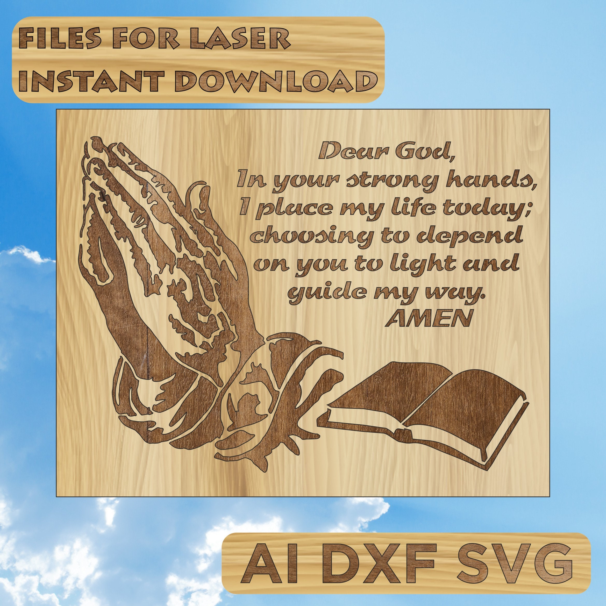 The Prayer Religion SVG Laser Cut, Scroll Saw, Fret Saw, Cricut and Silhouette - Etsy