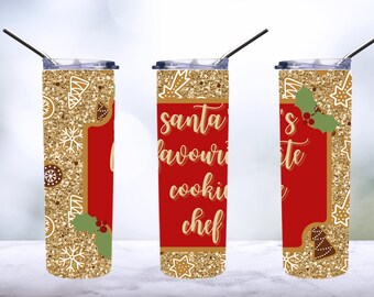 santa's favourite cookie chef tumbler sublimation png