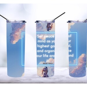 Peace of mind quote tumbler sublimation png
