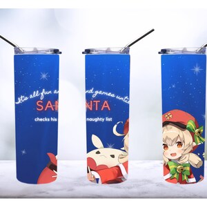Klee santas naughty list tumbler sublimation png christmas genshin