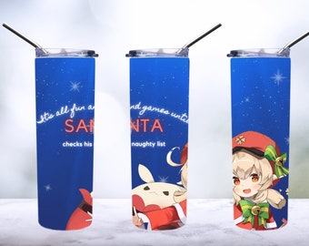 Klee santas naughty list tumbler sublimation png christmas genshin