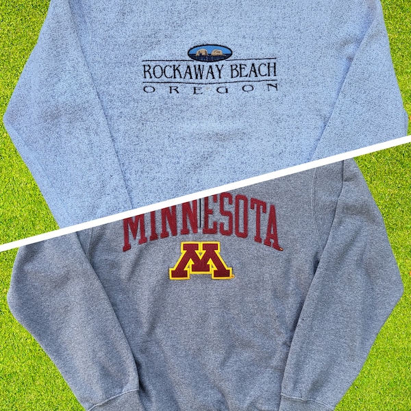 90s Combo Sale Small Size Gray Sweatshirt Minnesota Quarter Zip And Oregon Embroidered Logo Crewneck Pullover