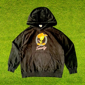 Sudadera con capucha Looney Tunes Tweety Bird de los años 90 Gráfico de dibujos animados en negro Sudadera con capucha