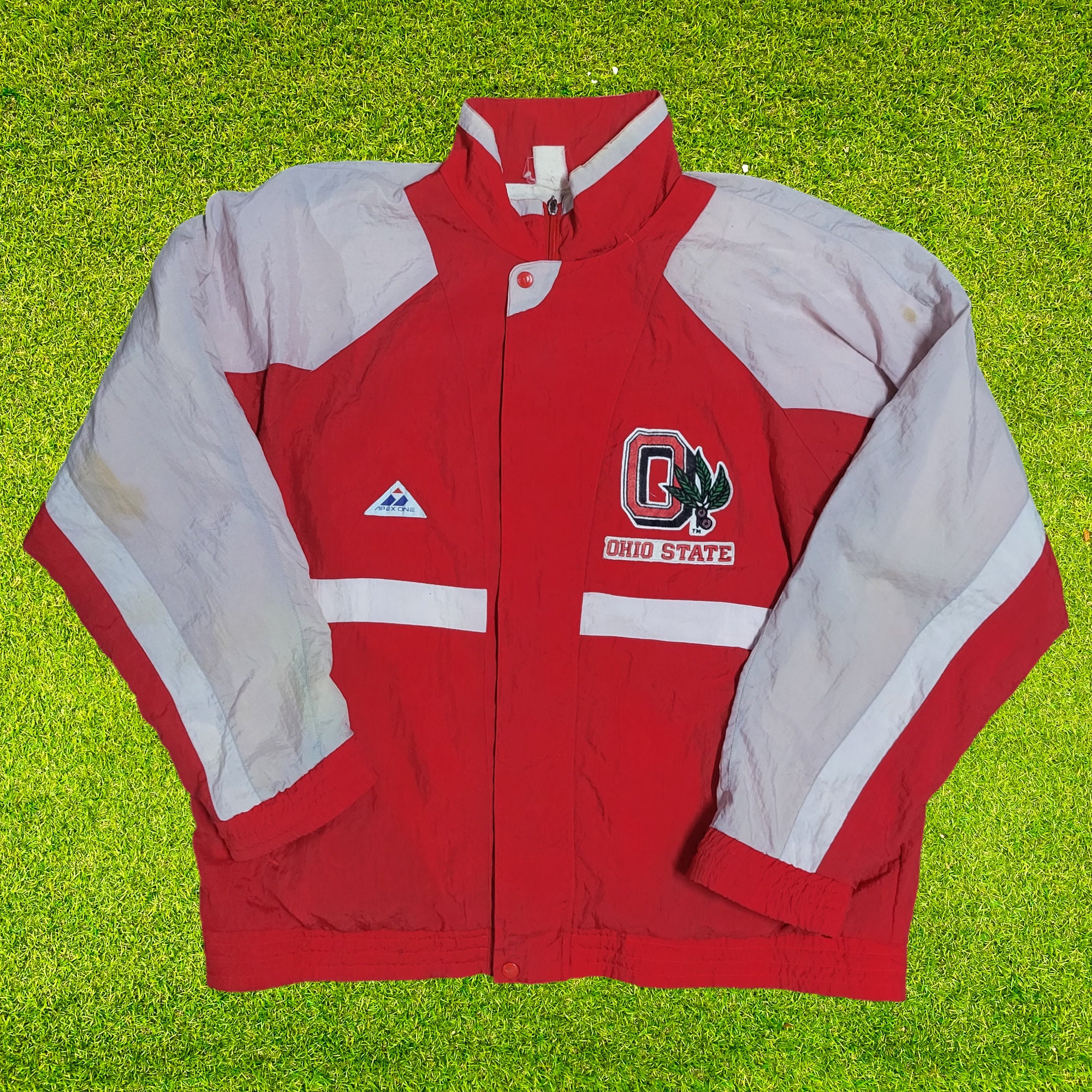 Varsity Authentic apparel Ohio State OSU M embroidered full zip Red Hoodie