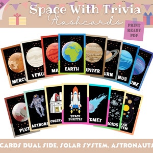 Space Flashcards For Kids Solar System Education Flash Cards Planet Identification Flashcard For Cosmic Knowledge In Kids