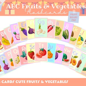 Carte-éclair pour enfant Cartes-éclair sur les fruits et légumes Éducation préscolaire Téléchargements numériques