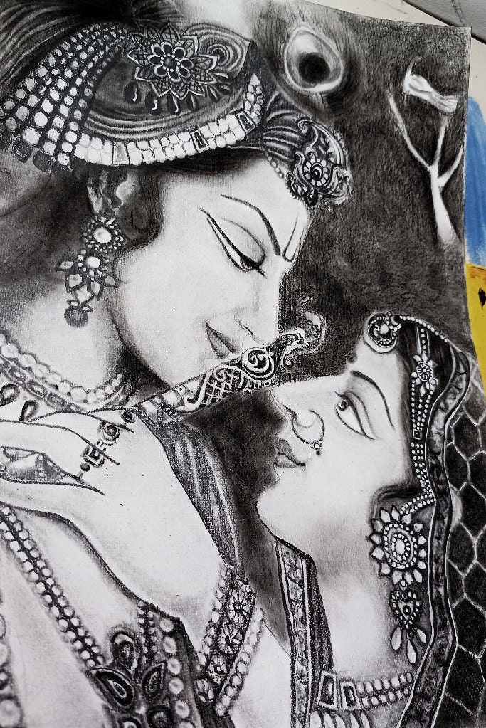 Radha Krishna pencil sketch by Kritika. : r/sketches