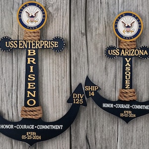 Personalize Navy Anchor/Graduation PIR Door Anchor Decoration/Navy /Bootcamp/Navy Graduation Gift/Pass In Review/Honor,Courage,Commitment 2