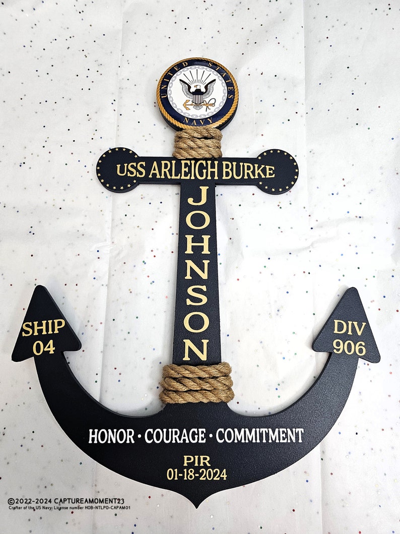 Personalize Navy Anchor/Graduation PIR Door Anchor Decoration/Navy /Bootcamp/Navy Graduation Gift/Pass In Review/Honor,Courage,Commitment 2 image 4