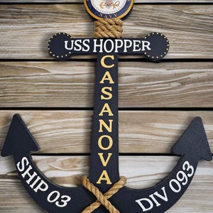 Personalized Navy Graduation Anchor: PIR Sailor Gift, Bootcamp, Gold Accent