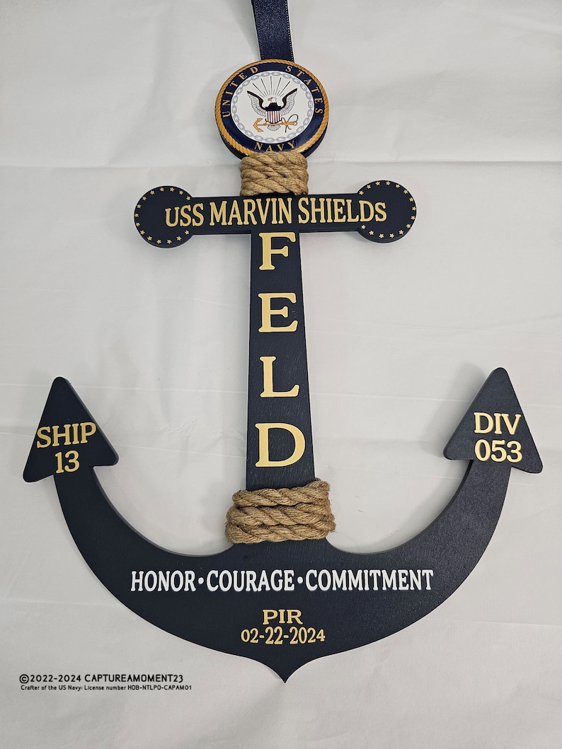 Personalize Navy Anchor/Graduation PIR Door Anchor Decoration/Navy /Bootcamp/Navy Graduation Gift/Pass In Review/Honor,Courage,Commitment 2 image 5