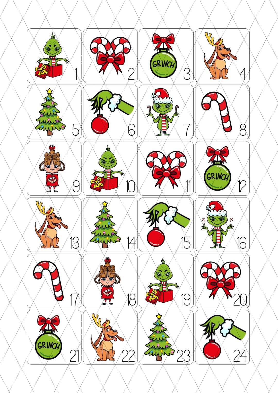 Edible Advent Calendar Cookie Toppers Precut Icing Sheet Etsy