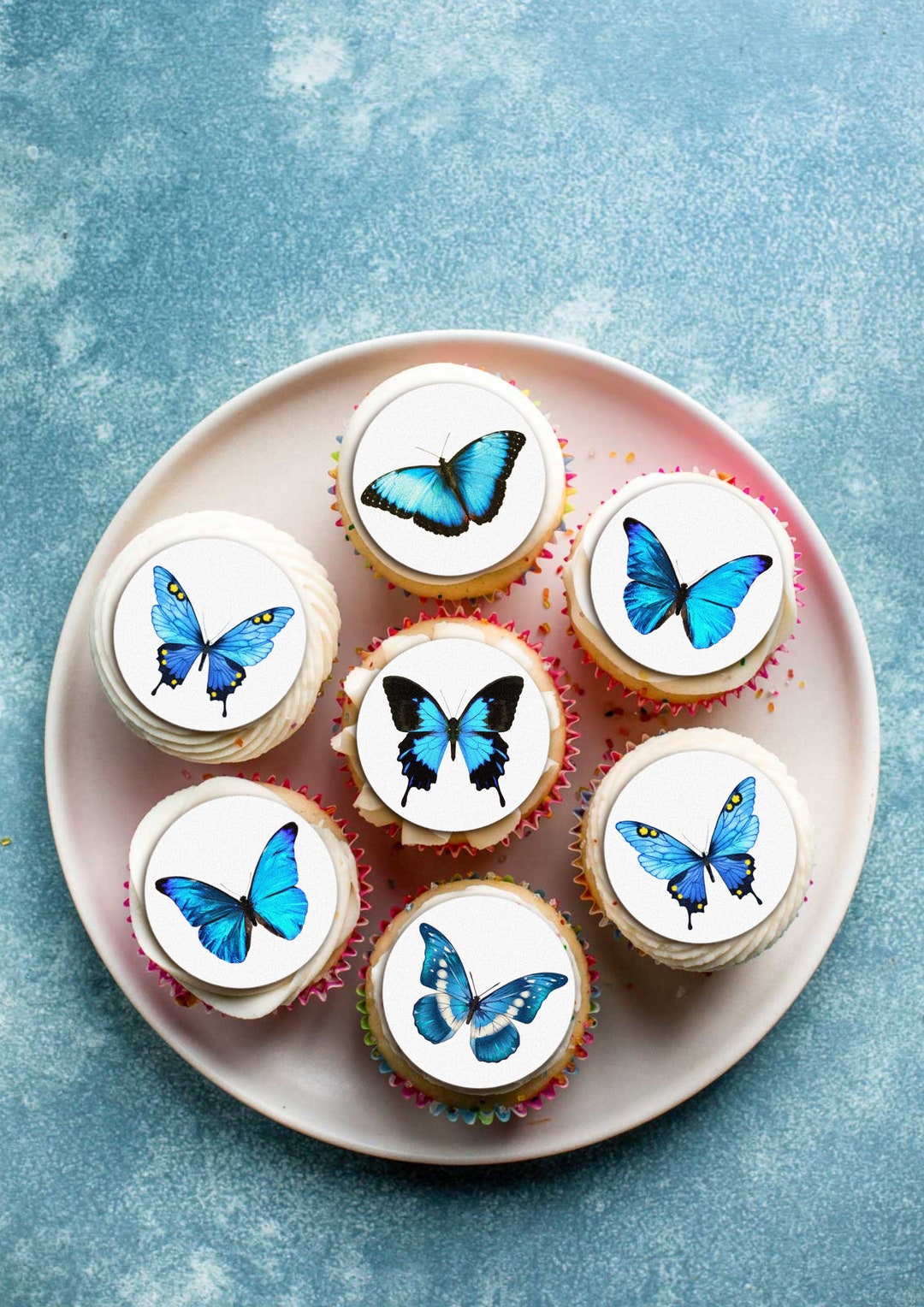 Edible Blue Butterfly Cupcake Toppers Precut or Uncut Icing Etsy