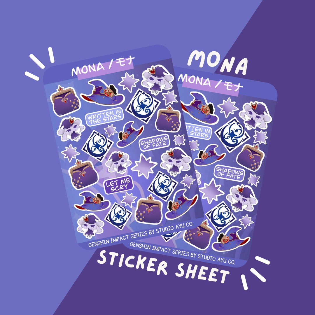 Mona Waterproof Matte Sticker Sheet - Genshin Impact Series - Etsy