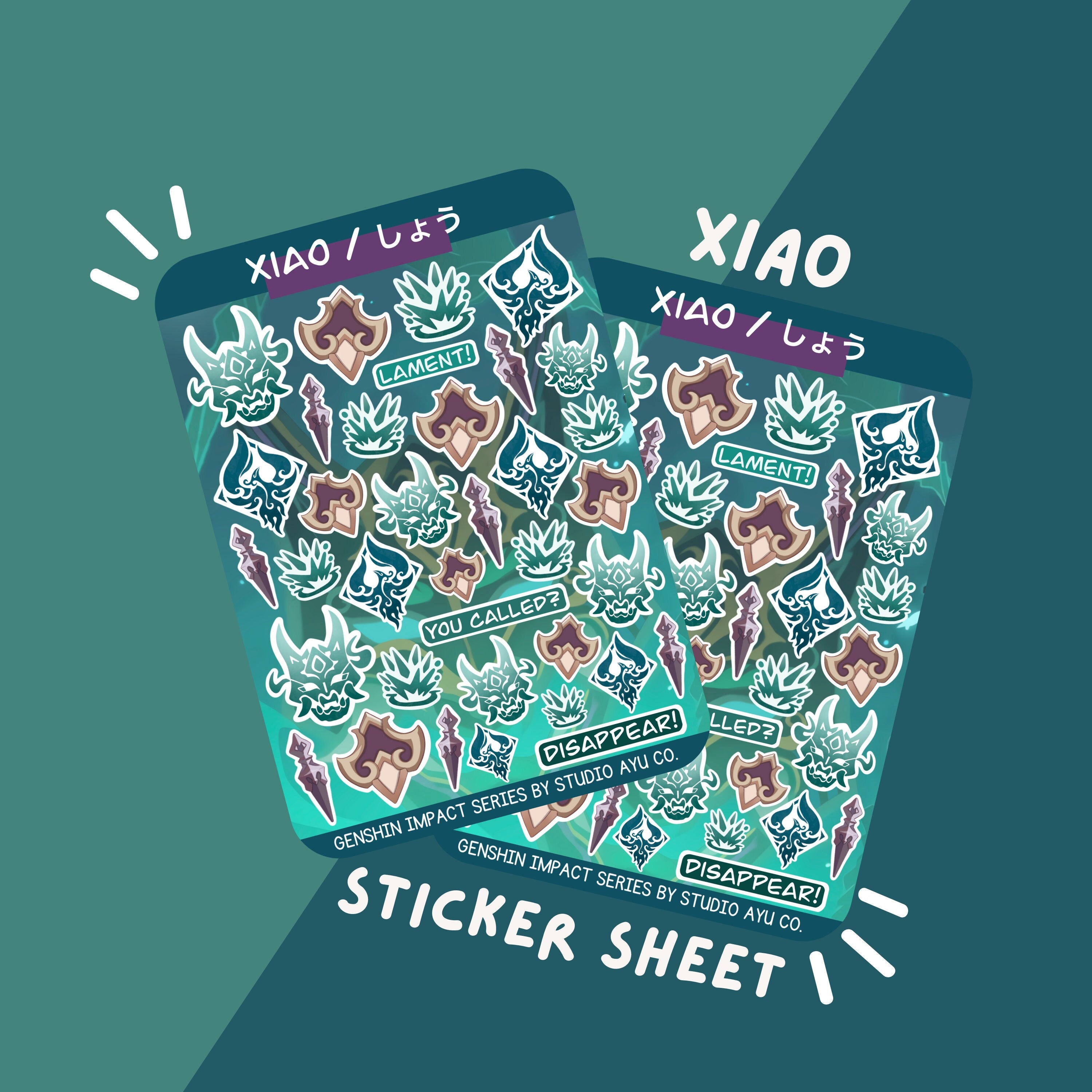 Xiao Waterproof Matte Sticker Sheet - Genshin Impact Series