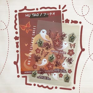 Hu Tao Waterproof Transparent Sticker Sheet - Genshin Impact Series image 1