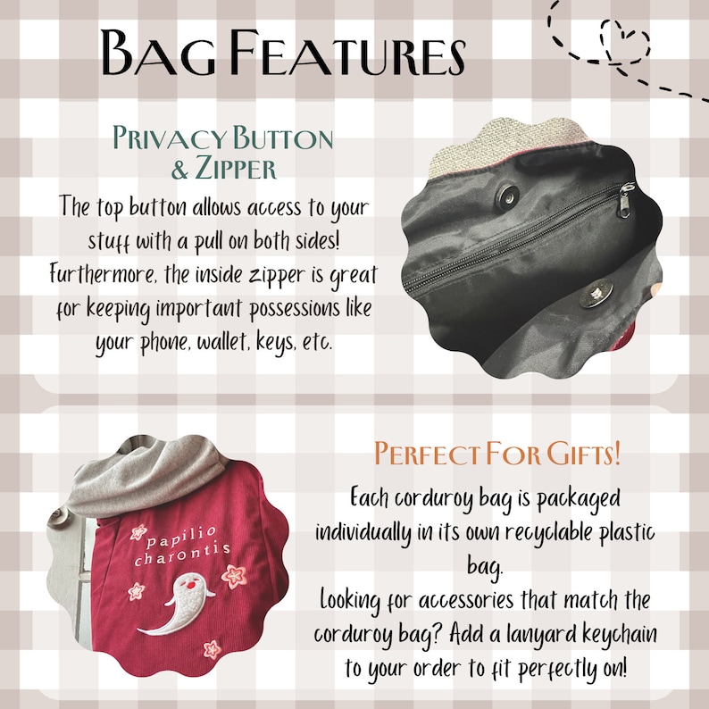 Pode incluir: Uma bolsa de veludo cotel&ecirc; vermelha com um bordado de fantasma branco e o texto "papilio charontis". A bolsa tem um bot&atilde;o de privacidade e um z&iacute;per para armazenamento seguro. A bolsa &eacute; embalada em um saco de pl&aacute;stico recicl&aacute;vel.