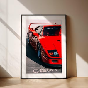 Ferrari F40 Digital Download Print, Classic Ferrari, Vintage Ferrari Print, Classy Wall Art, Luxury Wall Art, Car Guy Gift, Car Art