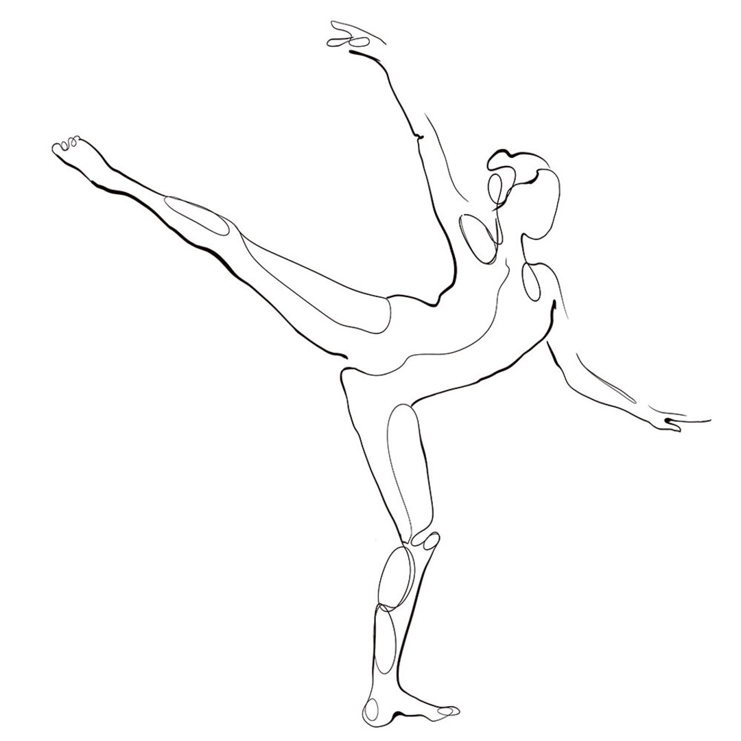 Ballet Dancer in Arabesque Pose Human Figure Line Art Drawing - Etsy