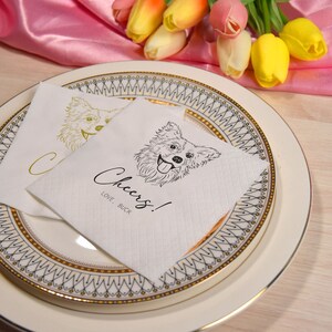 Custom Illustrated Dog | Wedding Napkins |Custom Pet Wedding Napkins |Pet Cocktail Napkins |Custom napkins wedding |Wedding cocktail napkins
