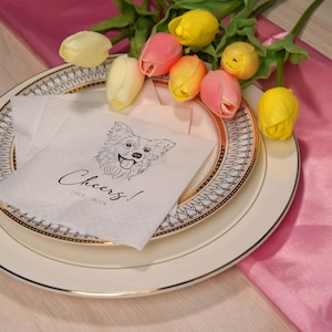 Custom Illustrated Dog | Wedding Napkins |Custom Pet Wedding Napkins |Pet Cocktail Napkins |Custom napkins wedding |Wedding cocktail napkins
