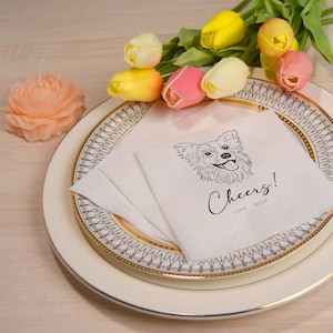 Custom Illustrated Dog | Wedding Napkins |Custom Pet Wedding Napkins |Pet Cocktail Napkins |Custom napkins wedding |Wedding cocktail napkins