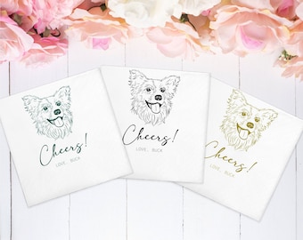 Custom Illustrated Dog | Wedding Napkins |Custom Pet Wedding Napkins |Pet Cocktail Napkins |Custom napkins wedding |Wedding cocktail napkins