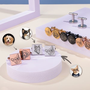 Custom Cuff Links -Pet Portrait Cufflinks -Memorial Cuff Links -Groom Gift from Bride on Wedding Day - Personalized Wedding Gift For Him