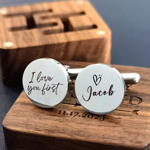 Gemelos de padre de la novia grabados personalizados Gemelos de boda de papá Gemelos personalizados Regalos de boda Gemelos de padre de novio