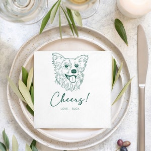 Custom Illustrated Dog | Wedding Napkins |Custom Pet Wedding Napkins |Pet Cocktail Napkins |Custom napkins wedding |Wedding cocktail napkins