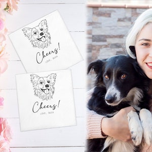 Custom Illustrated Dog | Wedding Napkins |Custom Pet Wedding Napkins |Pet Cocktail Napkins |Custom napkins wedding |Wedding cocktail napkins