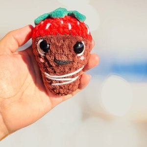 Crochet Strawberry, Chocolate Strawberry, Plushie, Crochet Food, Handmade Toy
