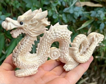 Wooden Feng Shui Solid dragon ornament, Minimalist Home Decor, Table Decor of dragon Handicraft Home decor Carved Statue, Animal Statue Gift