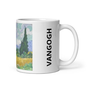 Vincent Van Gogh Mug - Wheat Field with Cypresses. Fine Art Mug. Tea Coffee