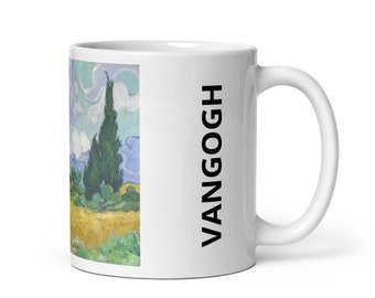 Vincent Van Gogh Mug - Wheat Field with Cypresses. Fine Art Mug. Tea Coffee