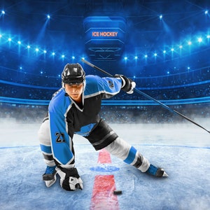Ice Hockey Rink Photography Backdrop: Senior Night Template (Digital Print)