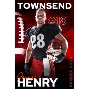 Football Poster Senior Night Football Banner Photoshop Template Sports American Football Digital Print Photography Backdrop Background Print