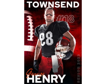 Football Poster Senior Night Football Banner Photoshop Template Sports American Football Digital Print Photography Backdrop Background Print