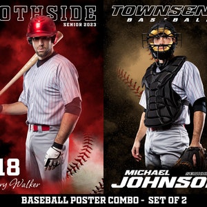 Baseball Digital Print Banner Poster Combo | Senior Baseball Sports Templates | Easy to Edit | Instant Download I Photoshop Collage Template