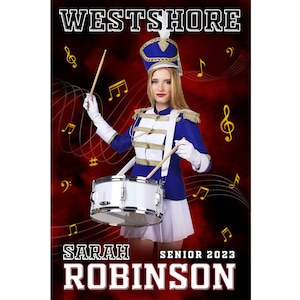 School Band Photoshop Template Marching Band Poster Senior Night Cheer Leader Competition Sports Digital Photography Backdrop Background