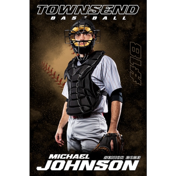 Senior Baseball Sports Poster | Digital Sports Banner | Custom Photo, Colors and Text | Instant Download I Photoshop Collage Template